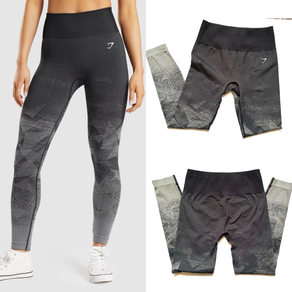 Gymshark Adapt Ombre Seamless‎ Leggins Black and White High Rise Sz Small